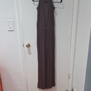 Sleeveless Brown Wide-Leg Jumpsuit